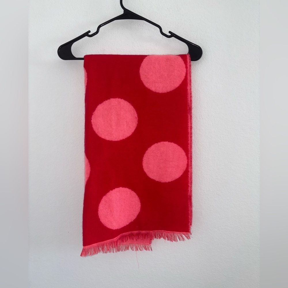 GAP Brushed Scarf Large Pink Polka Dots Red Reversible Wrap Shawl Scarf - Picture 3 of 10